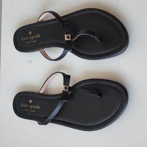 Kate Spade black leather bow sandals